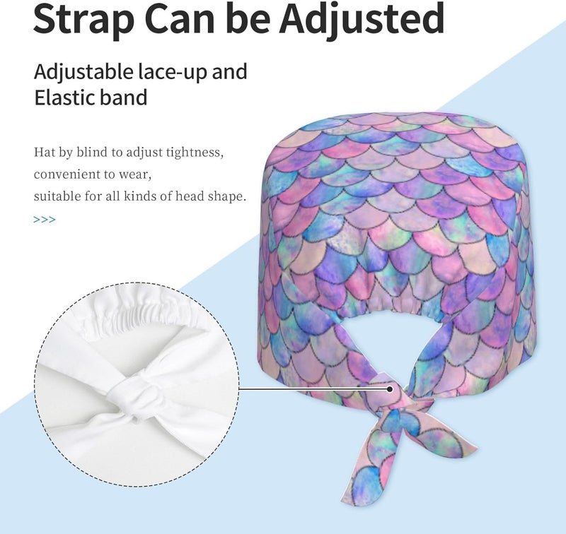 FATTTYCY Surgical Scrub Cap with Sweatband Adjustable Tie Back Working Cap for Men Women - Image 3